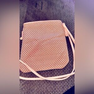 SHARIF CROSS BODY LEATHER WITH WOVEN BODY AUTH NWOT FITS EVEN TWO PRO PHONES ETC